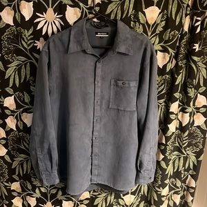 Brandini Mens Suede Long Sleeve Collared Shirt (LARGE)